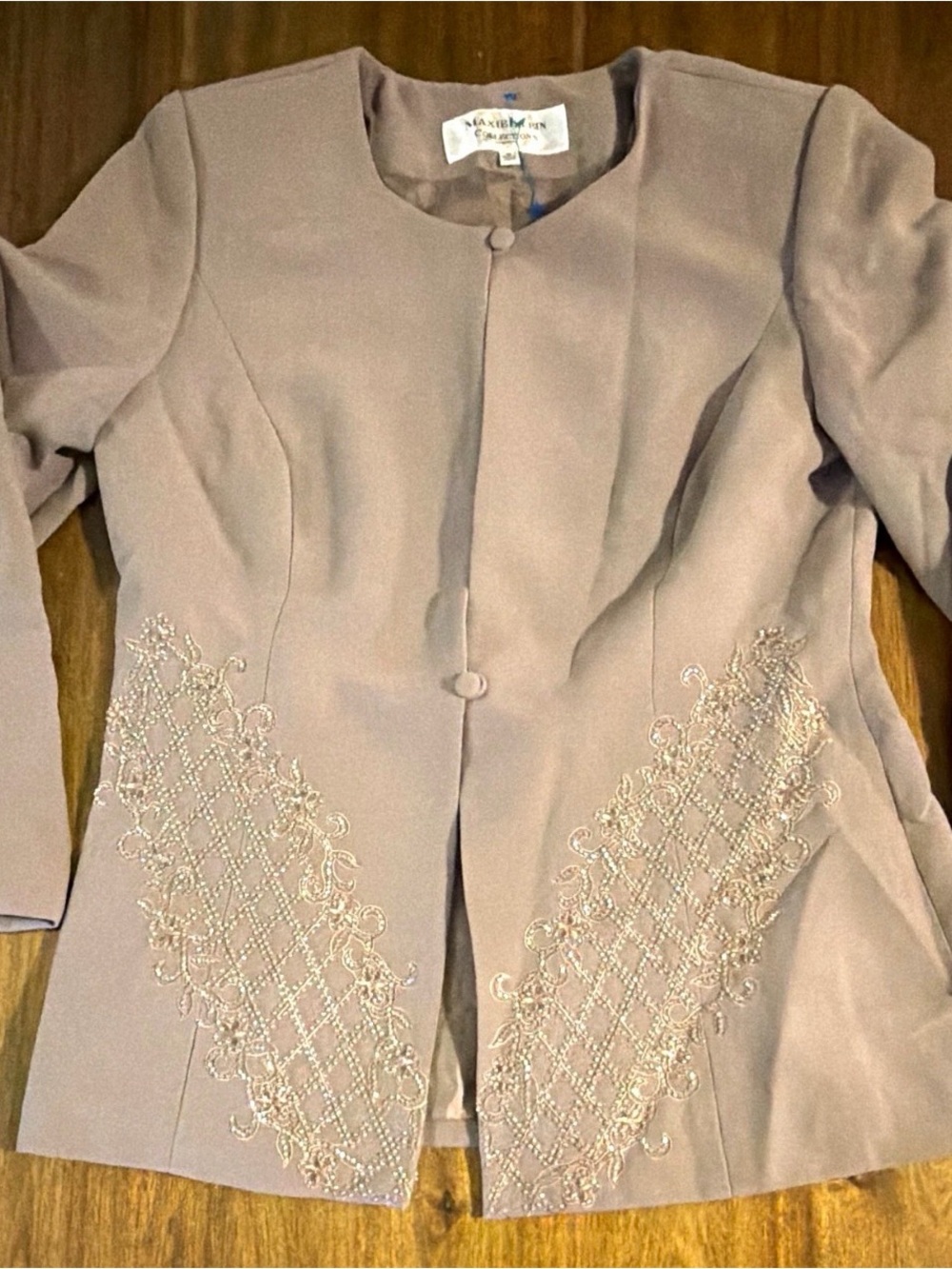 Dusty Rose Embellished Round-Neck Blazer